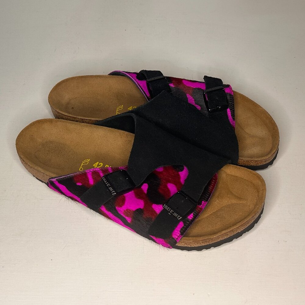Birkenstock Zurich Pink Black Camo Black Slip on Slide Sandals Women Size 11